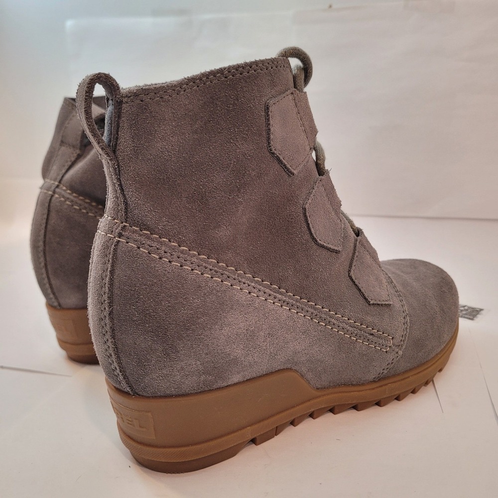 Sorel Evie Sport Lace Boots Women Quarry Grey‎ Suede Wedge NL3322-052 - Picture 4 of 11